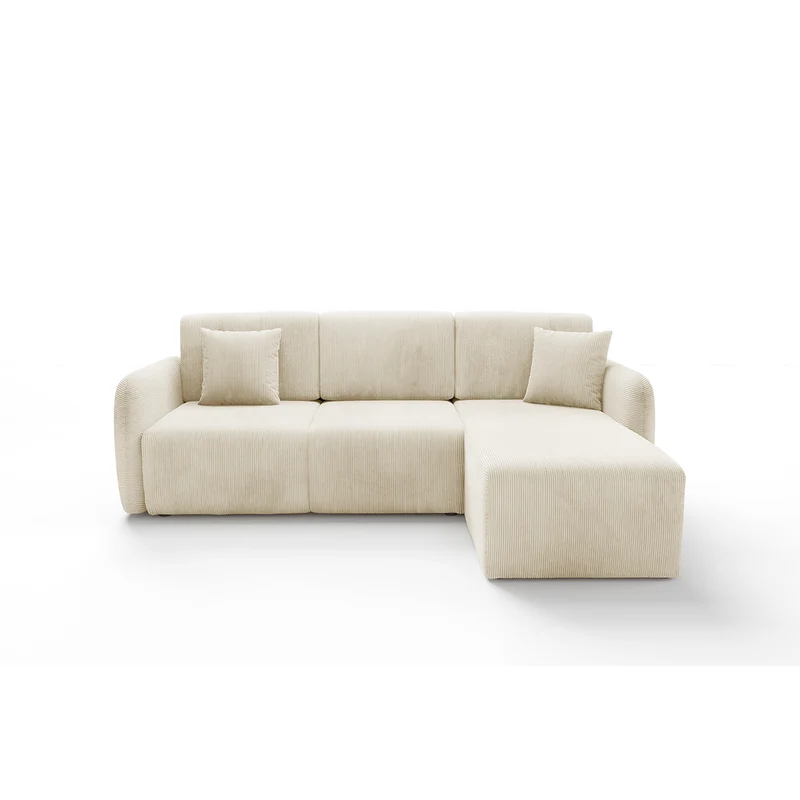 Canapé d'angle réversible et convertible 3 places avec coffre Dora Beige