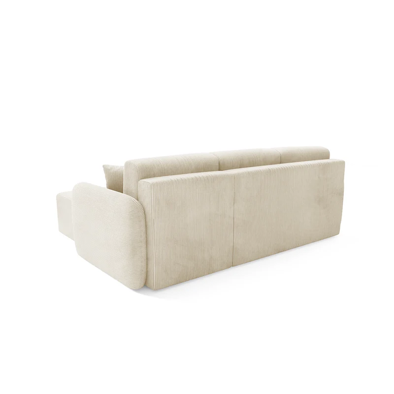 Canapé d'angle réversible et convertible 3 places avec coffre Dora Beige