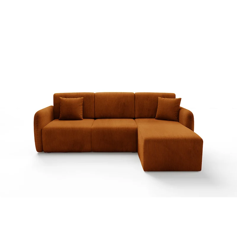 Canapé d'angle réversible et convertible 3 places avec coffre Dora Terracotta