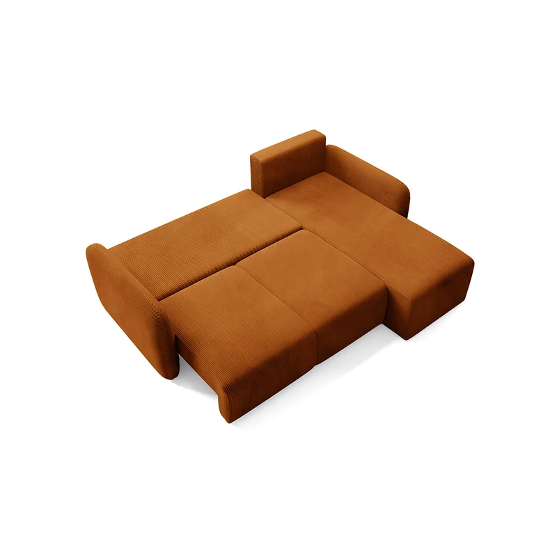 Canapé d'angle réversible et convertible 3 places avec coffre Dora Terracotta