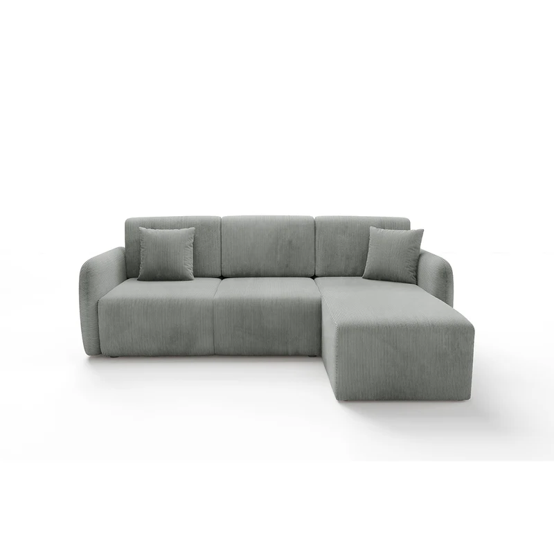 Canapé d'angle réversible et convertible 3 places avec coffre Dora Gris clair