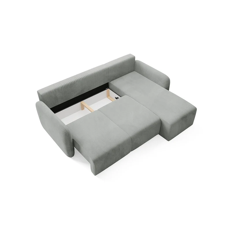 Canapé d'angle réversible et convertible 3 places avec coffre Dora Gris clair
