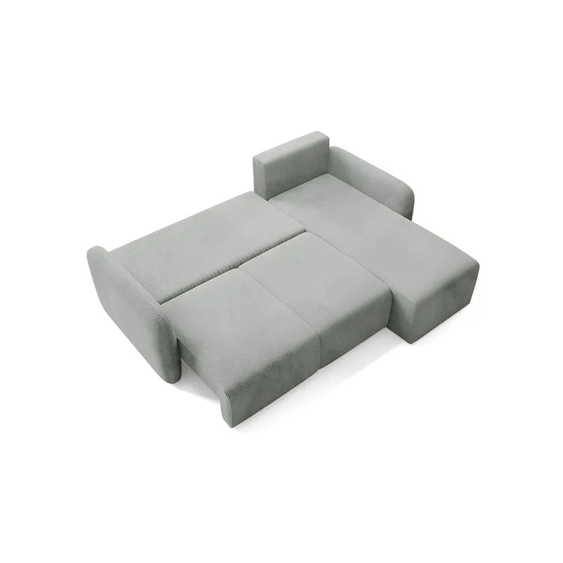 Canapé d'angle réversible et convertible 3 places avec coffre Dora Gris clair
