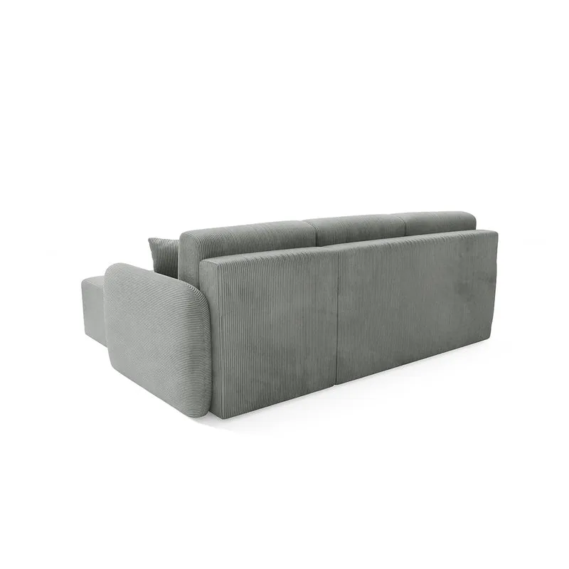 Canapé d'angle réversible et convertible 3 places avec coffre Dora Gris clair