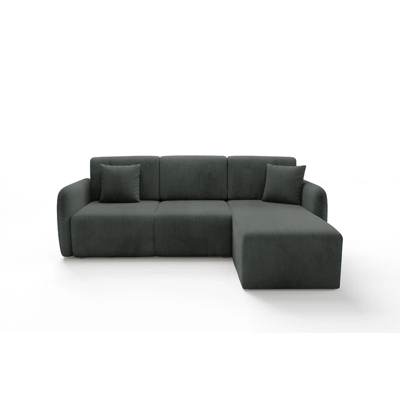 Canapé d'angle réversible et convertible 3 places avec coffre Dora Gris foncé