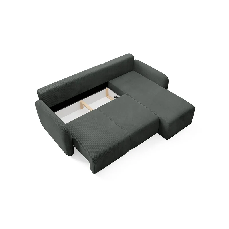 Canapé d'angle réversible et convertible 3 places avec coffre Dora Gris foncé