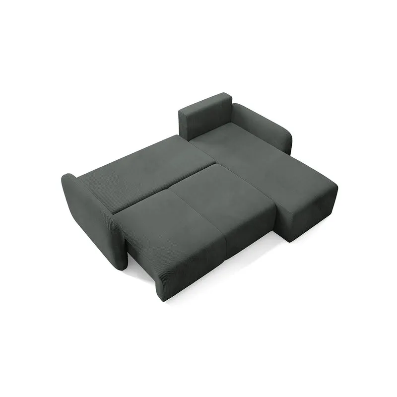Canapé d'angle réversible et convertible 3 places avec coffre Dora Gris foncé