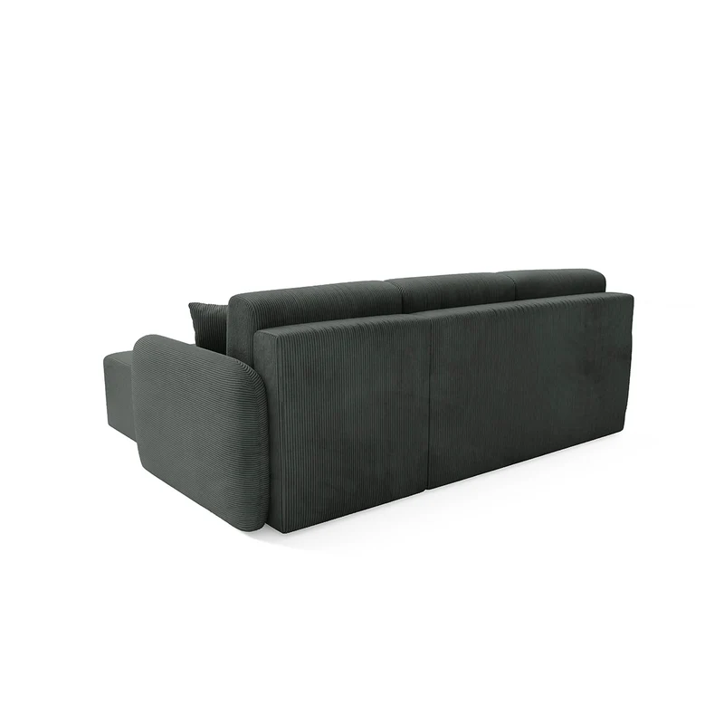 Canapé d'angle réversible et convertible 3 places avec coffre Dora Gris foncé