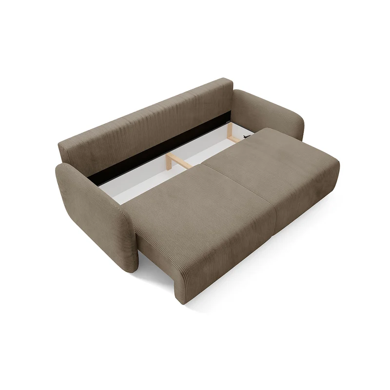 Canapé convertible 3 places avec coffre Dora Taupe