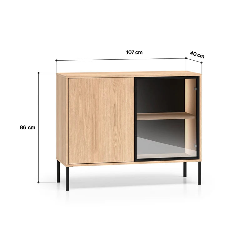 Buffet 2 portes LED inclus Paige Bois et Noir