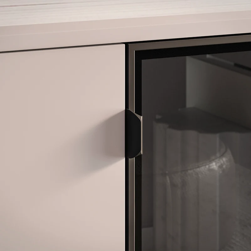 Buffet 2 portes 3 tiroirs LED inclus Paige Cachemire et Noir