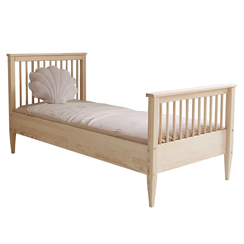 Lit 90x190 sommier inclus pieds 19 cm Daphné Bois