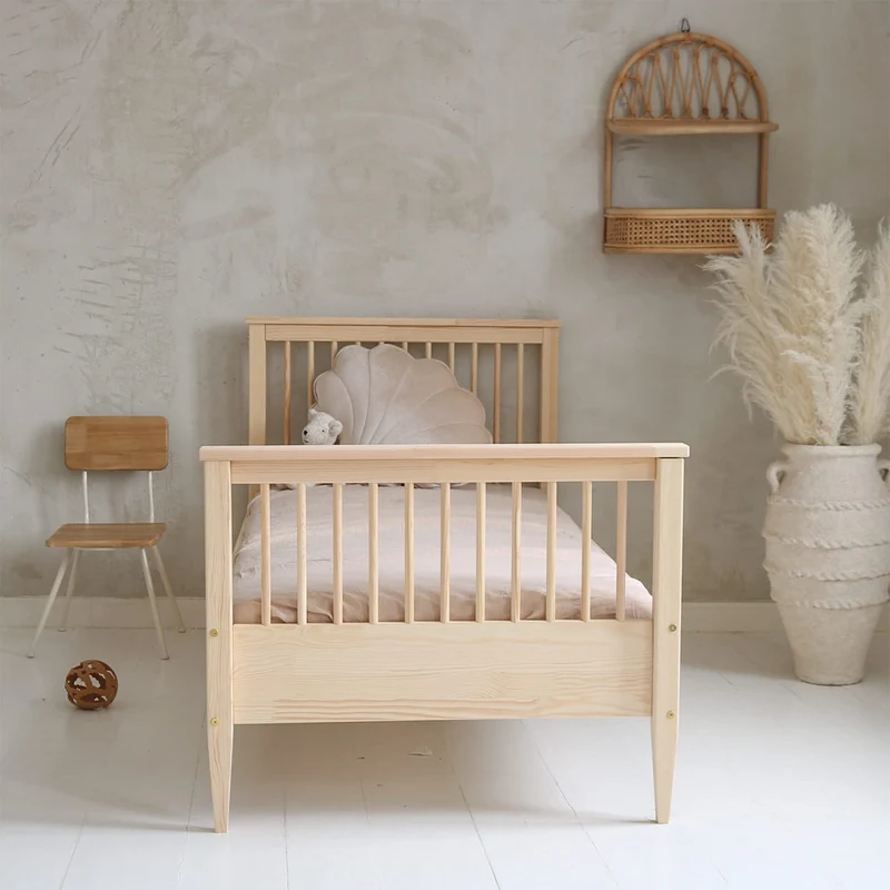 Lit 90x190 sommier inclus pieds 19 cm Daphné Bois
