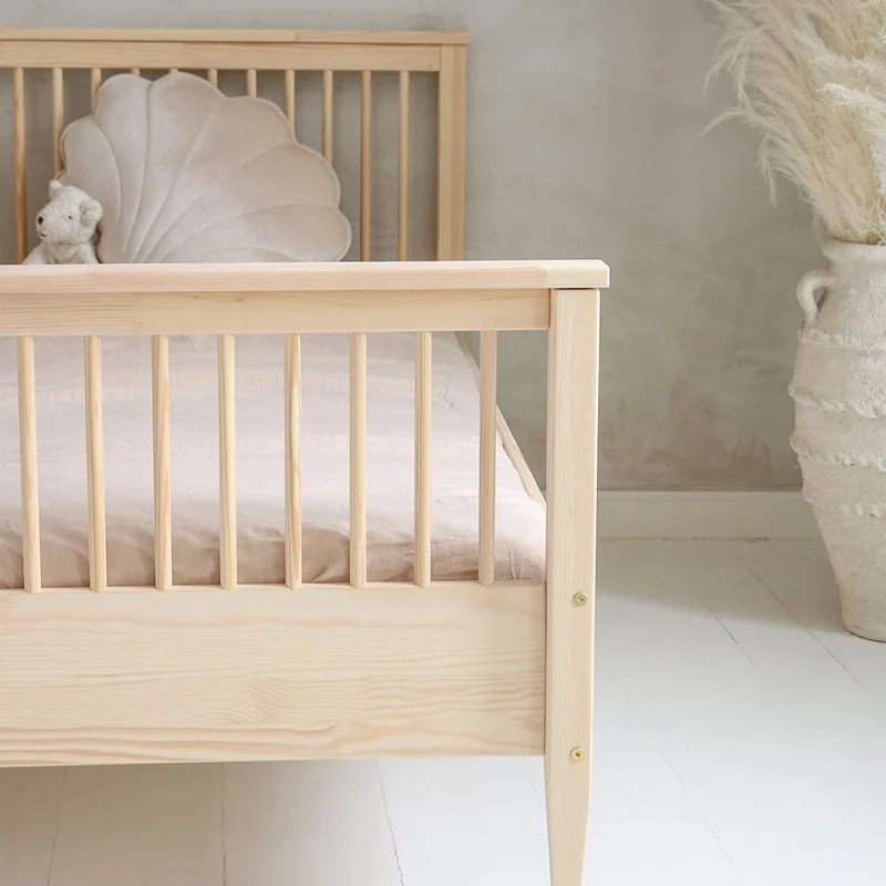 Lit 90x190 sommier inclus pieds 19 cm Daphné Bois