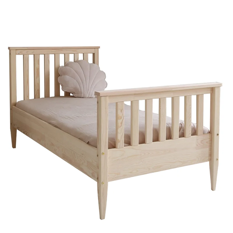 Lit 90x190 sommier inclus pieds 19 cm Joséphine Bois