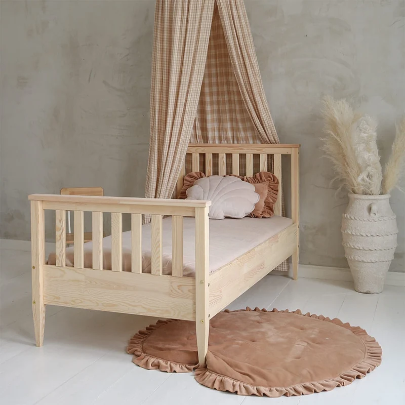 Lit 90x190 sommier inclus pieds 19 cm Joséphine Bois