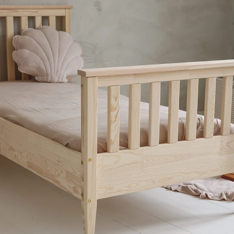 Lit 90x190 sommier inclus pieds 19 cm Joséphine Bois