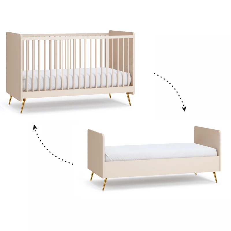 Lit évolutif 70x140 et commode 3 tiroirs Vox Lunea Cachemire