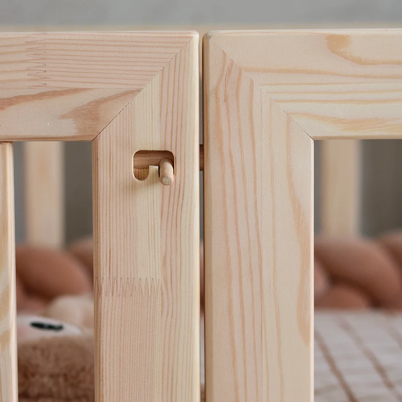 Lit au sol 120x200 entrée gauche barrière et sommier inclus Bambino Bois