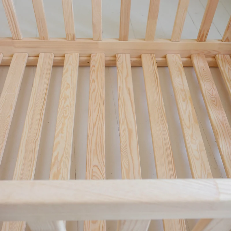 Lit au sol 120x200 entrée gauche barrière et sommier inclus Bambino Bois