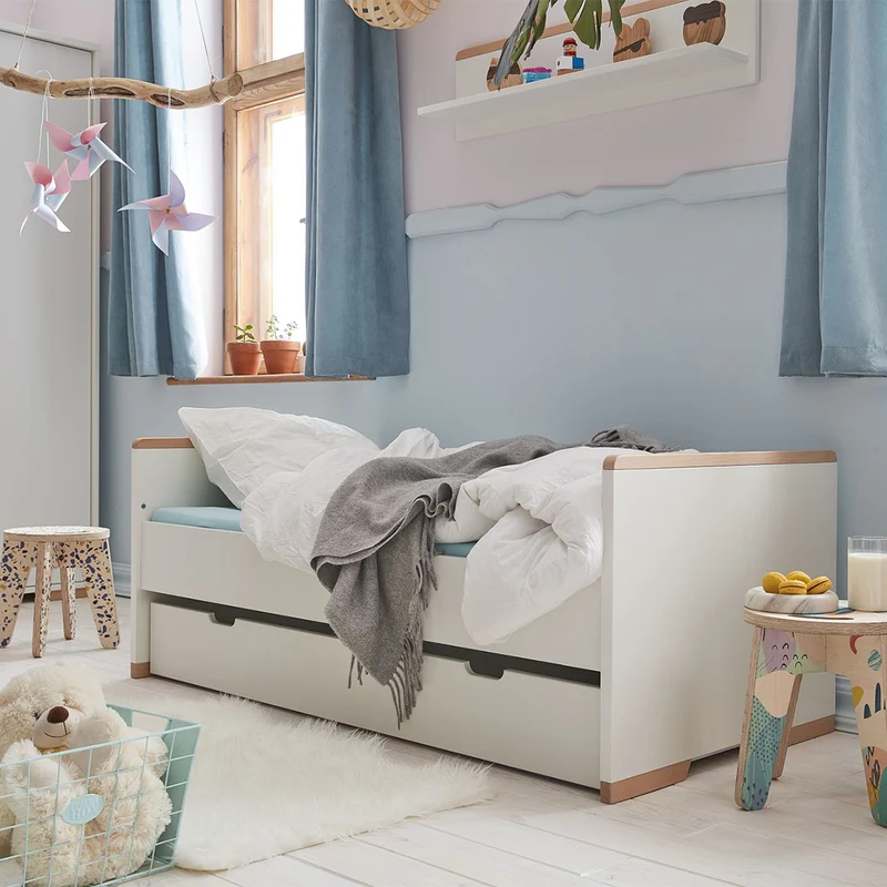 Lit bébé évolutif et commode à langer Pinio Snap Blanc et bois