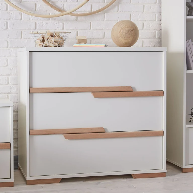 Commode 3 tiroirs Pinio Snap Blanc et bois