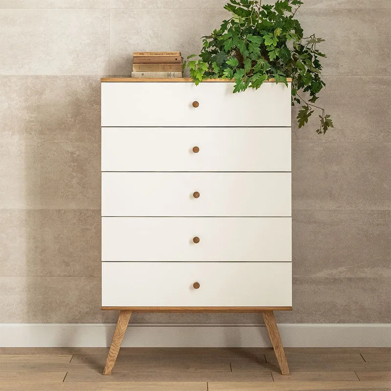 Commode 5 tiroirs Vox Nature Blanc
