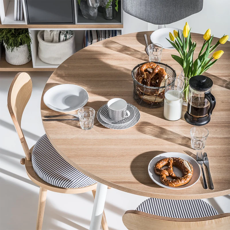 Table ronde 120cm Vox Balance Blanc et bois