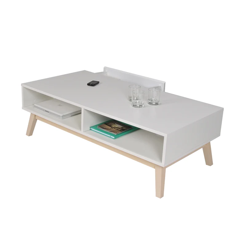 Table basse 1 tiroir 2 niches Weber Industries Home Blanche