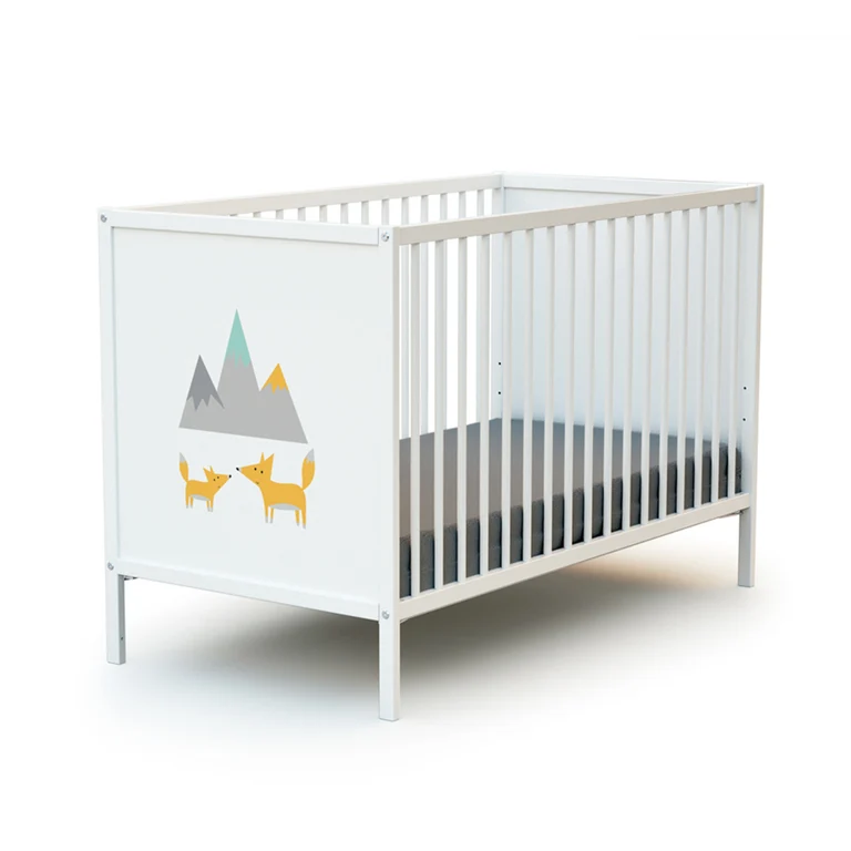 Lit bébé 60x120 et commode 3 tiroirs avec plan à langer AT4 Webaby Renard