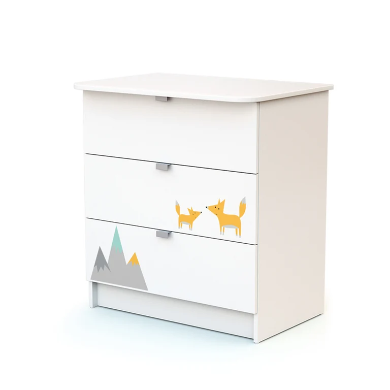 Lit bébé 60x120 et commode 3 tiroirs avec plan à langer AT4 Webaby Renard