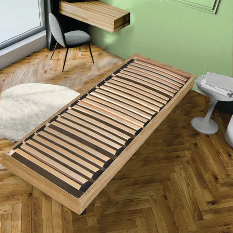 Sommier sur pied 90x190 26 lattes Izar Bois blanchi