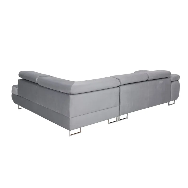 Canapé d'angle convertible droit 4 places Wilson velours Gris