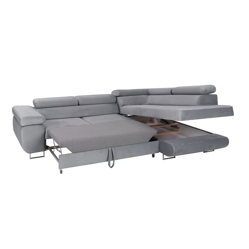 Canapé d'angle convertible droit 4 places Wilson velours Noir