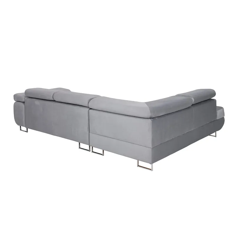 Canapé d'angle convertible gauche 4 places Wilson velours Gris