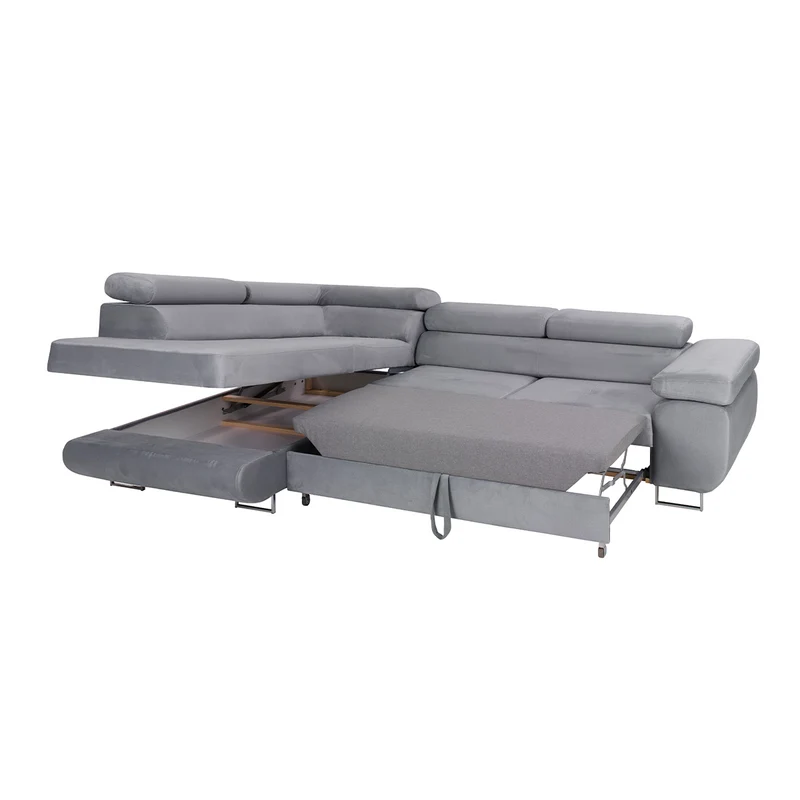 Canapé d'angle convertible gauche 4 places Wilson velours Bordeaux