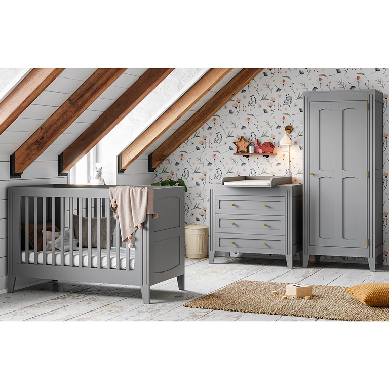 Commode 3 tiroirs et armoire 1 porte Vox Milenne Gris