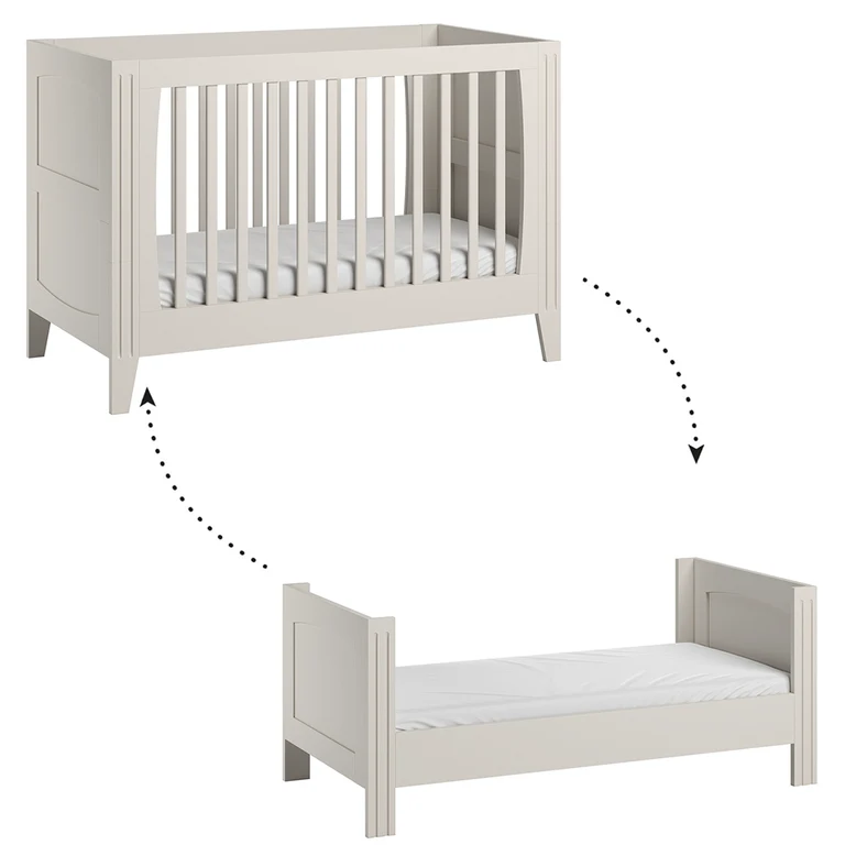 Lit bébé évolutif et commode 3 tiroirs Vox Milenne Blanc