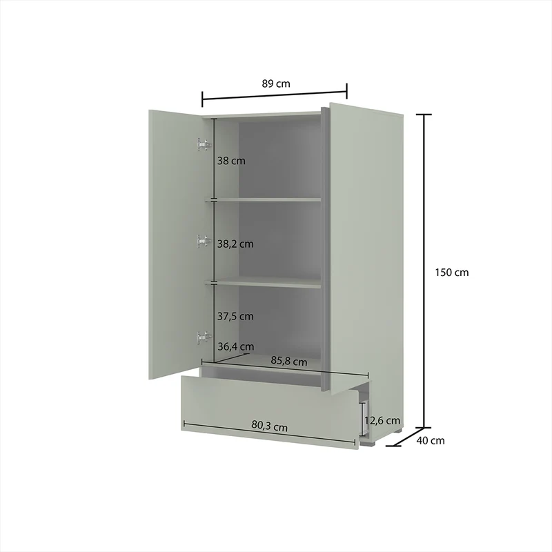 Petite armoire 2 portes 1 tiroir Lilia Vert
