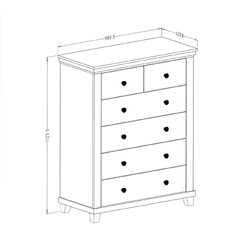 Commode 6 tiroirs Martin Vert et Bois