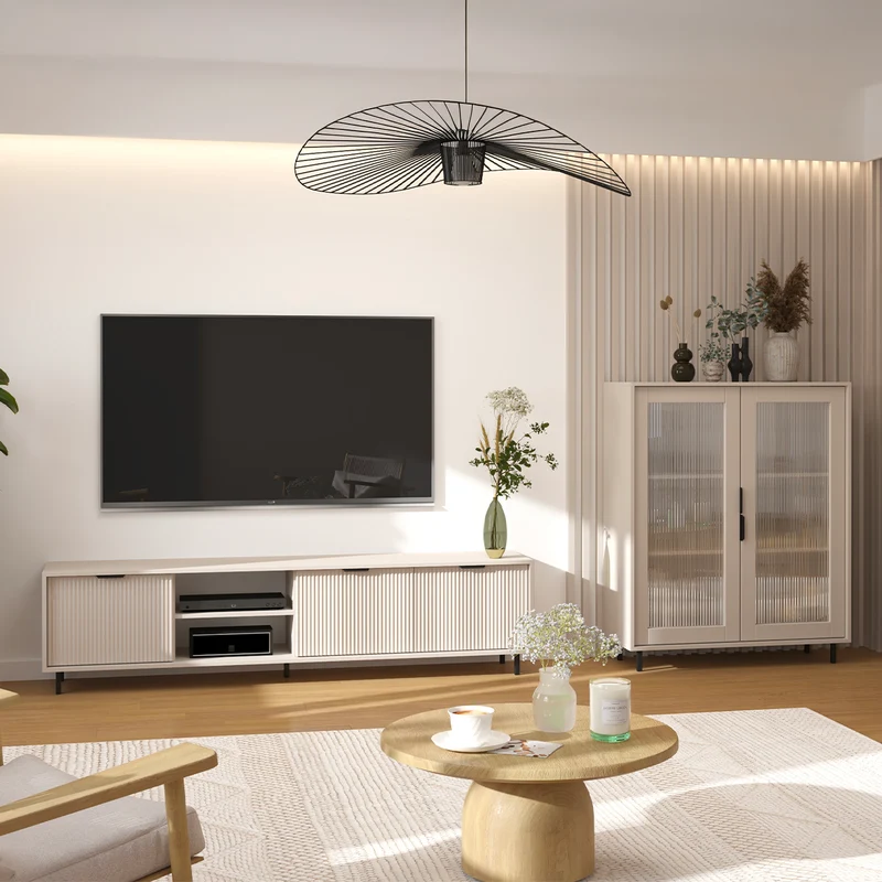 Meuble TV 3 portes 200 cm Soly Cachemire
