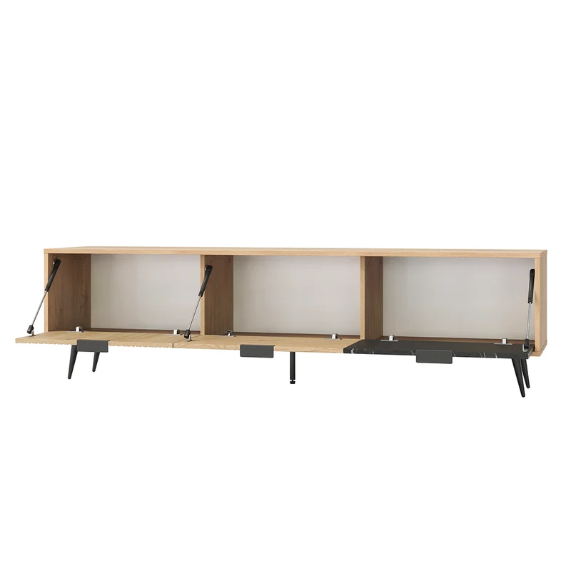 Meuble TV 3 portes 180 cm Luka Bois et Noir