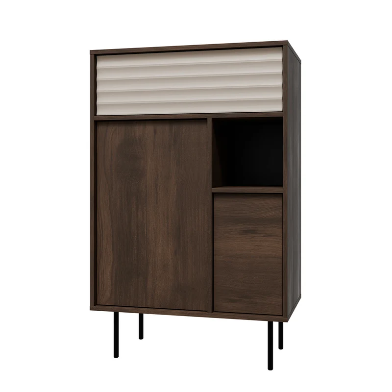 Buffet haut 3 portes Astra Bois foncé et Cachemire