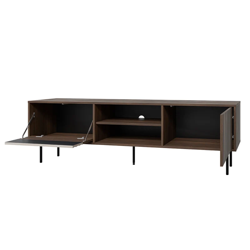 Meuble TV 2 portes 180 cm Astra Bois foncé et Cachemire