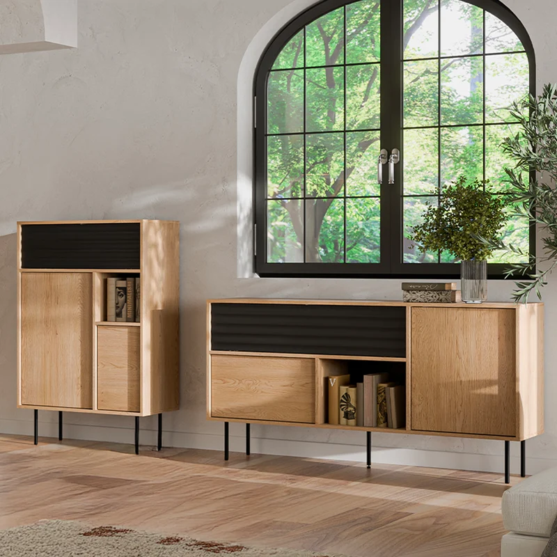 Buffet 2 portes 1 tiroir Astra Bois et Noir