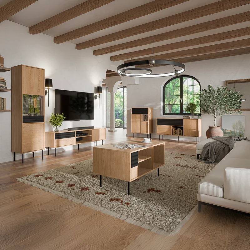 Buffet haut 3 portes Astra Bois et Noir