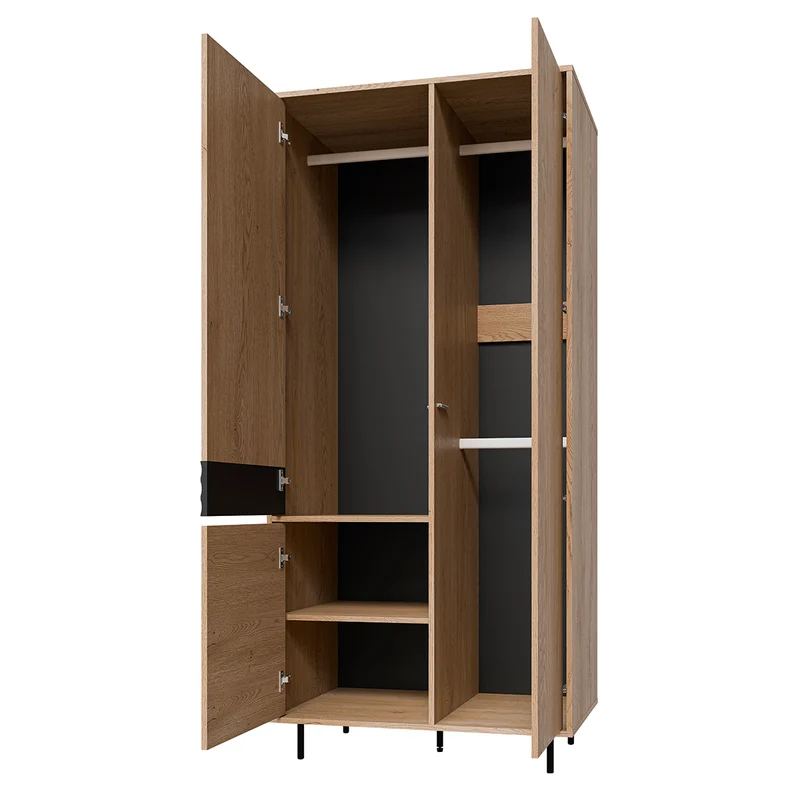 Armoire 3 portes Astra Bois et Noir