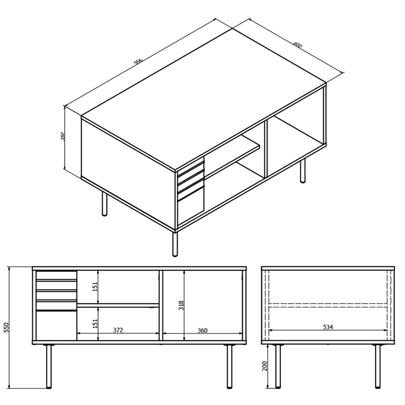 Table basse Astra Bois et Noir