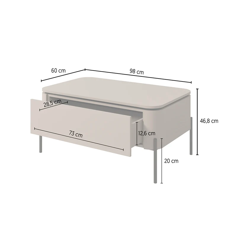Table basse 1 tiroir Junon Taupe