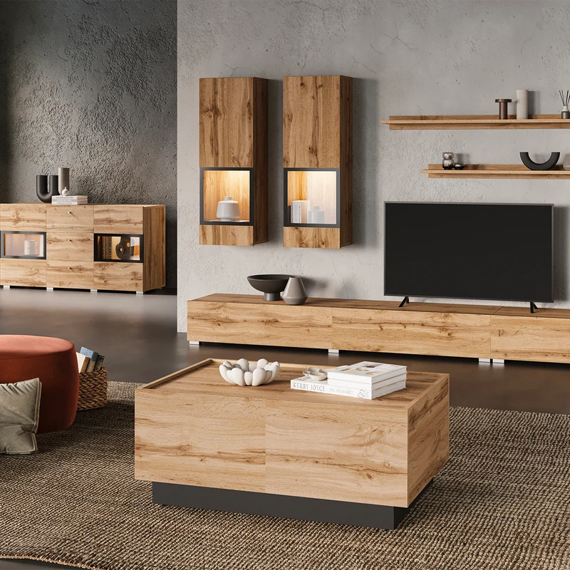 Table basse ouvrante Ekko Bois et Noir